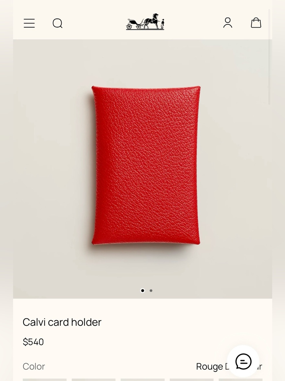 Hermes Rouge De Coeur Calvi Cardholder used with Box